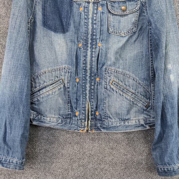 J. Crew Denim Jacket Size M Blue Denim Full Zip Front Pockets 100% Cotton - Picture 7 of 10